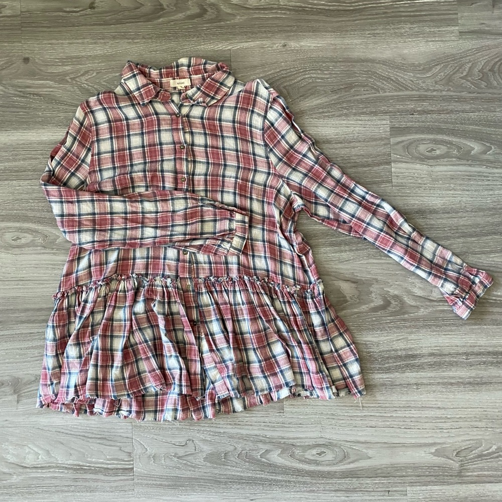 Peplum Flannel Top size medium
